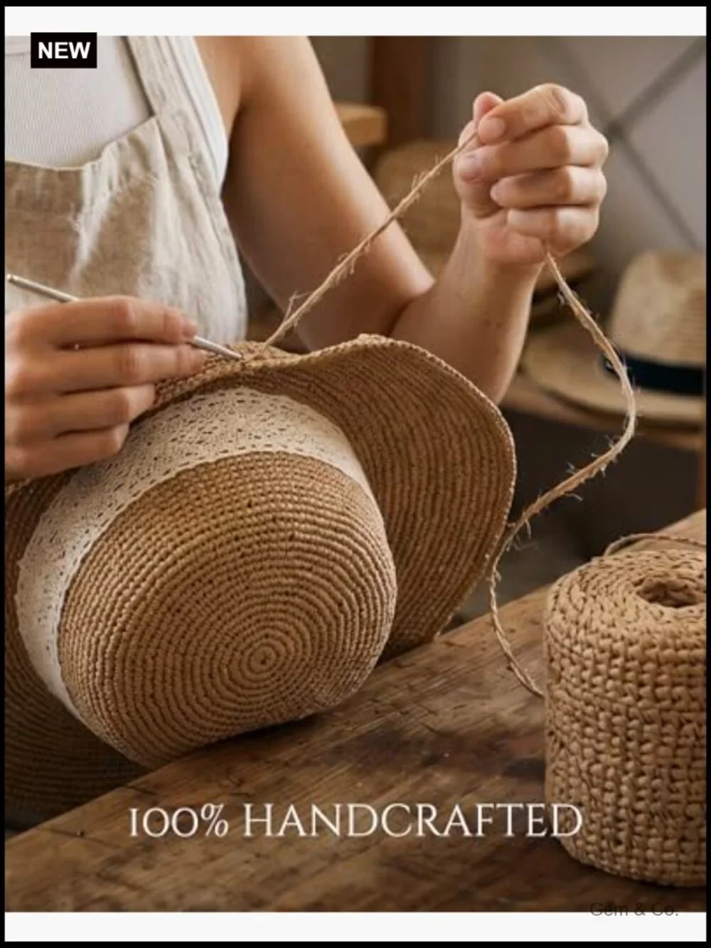 Packable Straw Bucket Hat with Wide Brim and Chin Strap for Women